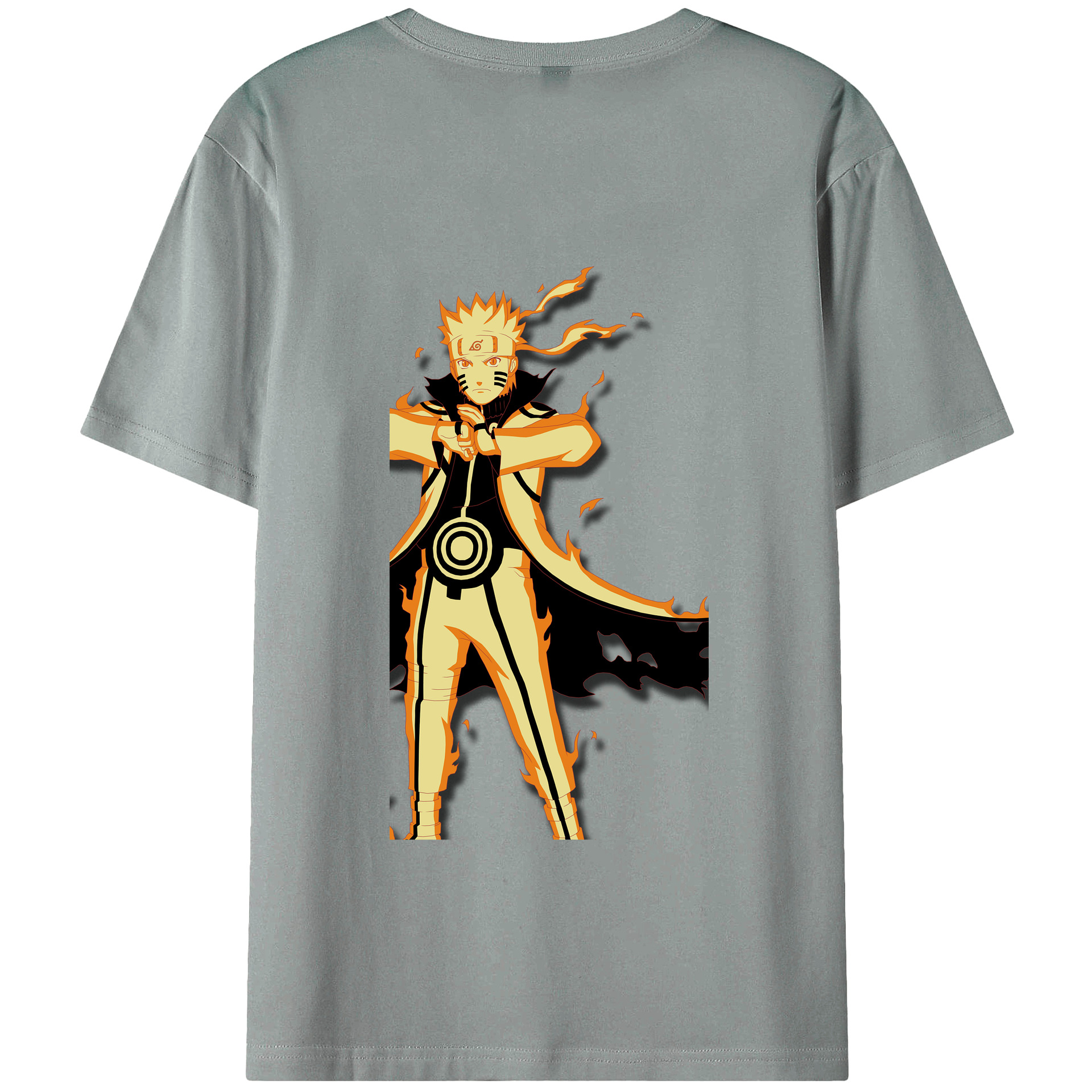 （画像用） NARUTO -ナルト- うずまき ナルト Uzumaki Naruto 綿100％ メンズ半袖Tシャツ（バックプリント） 通気性
